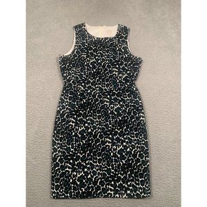 J. Crew Dress Leopard Animal Print Sleeveless Lined Cotton‎ Blue Black Size 6